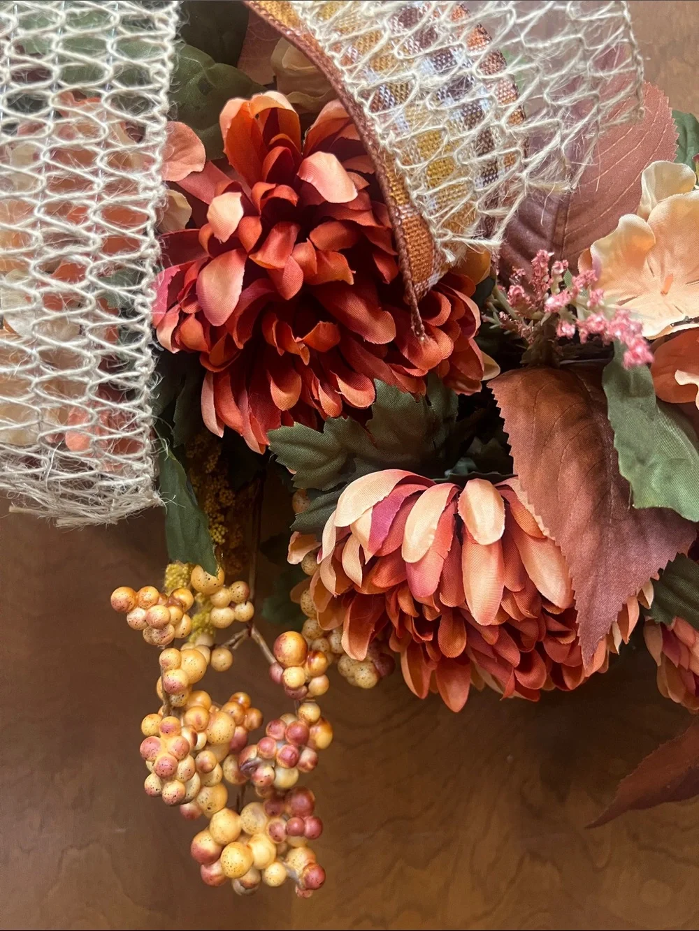 Autumn 'Give Thanks' Harvest Wreath with Orange Blooms